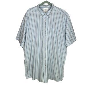 LL Bean Button Down Shirt Mens XXL Tall Blue Red Striped Relaxed Casual Cotton